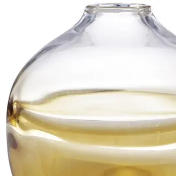 9" Clear And Brown Ombre Round Glass Table Vase
