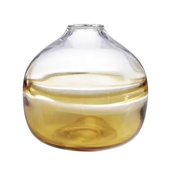 9" Clear And Brown Ombre Round Glass Table Vase
