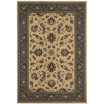 4' X 6' Ivory Light Blue And Brown Oriental Area Rug
