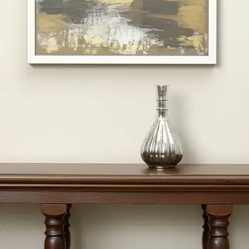 10" Silver Round Glass Table Vase