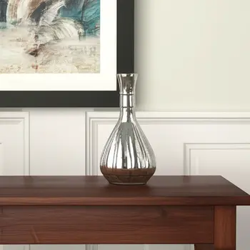 10" Silver Round Glass Table Vase