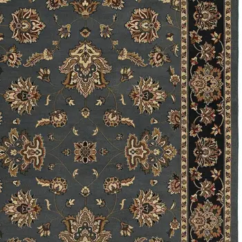 4' X 6' Teal Ivory And Black Floral Area Rug