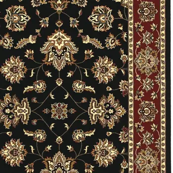 4' X 6' Black Red And Ivory Floral Area Rug