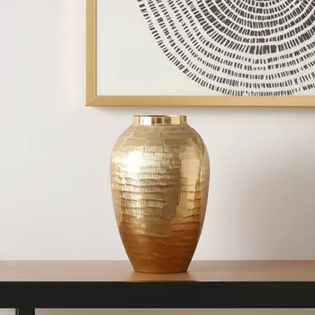 13" Gold Round Aluminum Table Vase