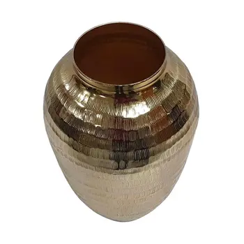 13" Gold Round Aluminum Table Vase