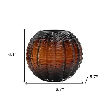 6" Burnt Umber Round Glass Table Vase