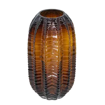 11" Burnt Umber Round Glass Table Vase