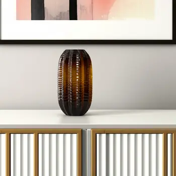 11" Burnt Umber Round Glass Table Vase