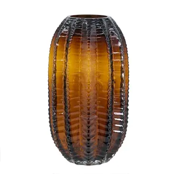11" Burnt Umber Round Glass Table Vase