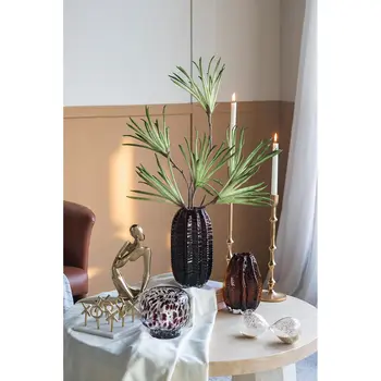 11" Burnt Umber Round Glass Table Vase