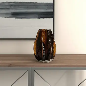 8" Burnt Umber Wavy Glass Table Vase
