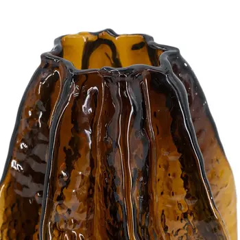 8" Burnt Umber Wavy Glass Table Vase