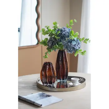 8" Burnt Umber Wavy Glass Table Vase