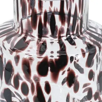 8" Clear Burgundy And Black Abstract Cylinder Glass Table Vase