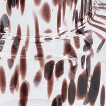 10" Clear Burgundy And Black Abstract Cylinder Glass Table Vase