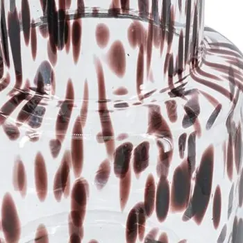 10" Clear Burgundy And Black Abstract Cylinder Glass Table Vase