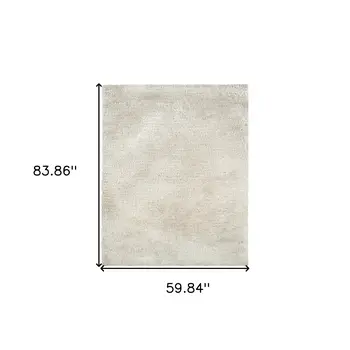 5' X 7' Ivory Shag Hand Tufted Area Rug