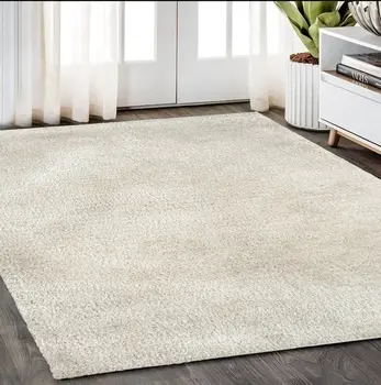 5' X 7' Ivory Shag Hand Tufted Area Rug
