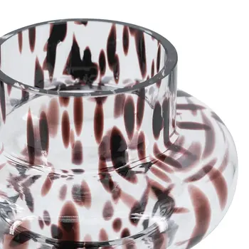 8" Clear Burgundy And Black Abstract Cylinder Glass Table Vase