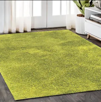 5' X 7' Green Shag Hand Tufted Area Rug