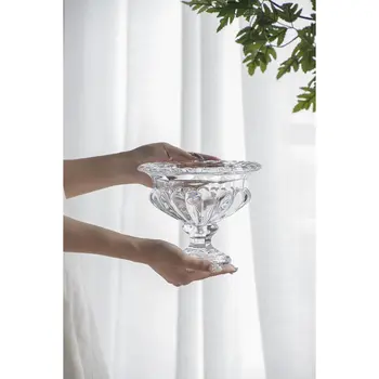 Set of Two Clear Round Glass Table Vase