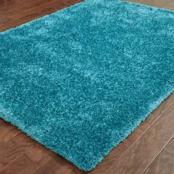 5' X 7' Teal Shag Hand Tufted Area Rug