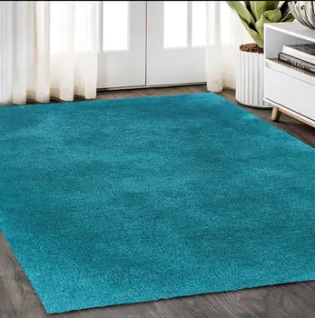 5' X 7' Teal Shag Hand Tufted Area Rug