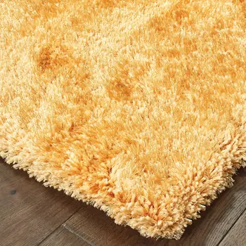 5' X 7' Gold Shag Hand Tufted Area Rug