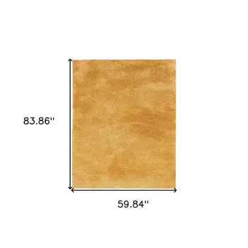 5' X 7' Gold Shag Hand Tufted Area Rug