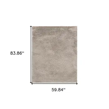 5' X 7' Silver Shag Hand Tufted Area Rug