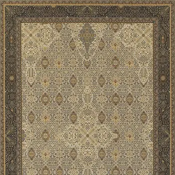 4' X 5' Ivory And Dark Blue Medallion Area Rug With Fringe