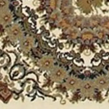 4' X 5' Ivory Black And Brown Medallion Area Rug With Fringe