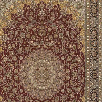 4' X 5' Ivory Red And Orange Medallion Area Rug With Fringe