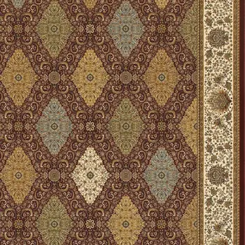 4' X 5' Red Tan And Ivory Oriental Area Rug With Fringe