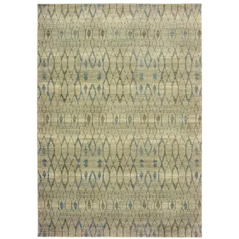 10' X 13' Blue And Ivory Geometric Distressed Area Rug