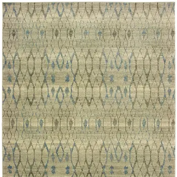10' X 13' Blue And Ivory Geometric Distressed Area Rug