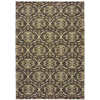 10' X 13' Brown Geometric Distressed Area Rug