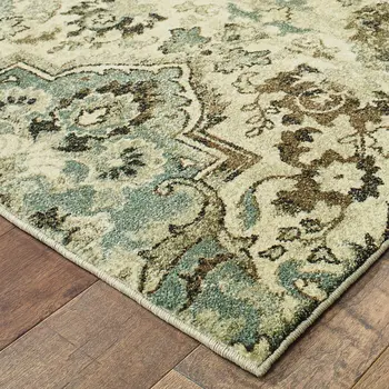 10' X 13' Ivory And Gray Oriental Area Rug