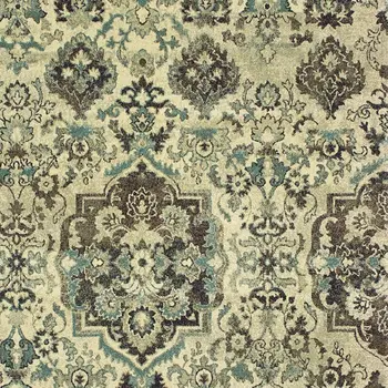 10' X 13' Ivory And Gray Oriental Area Rug