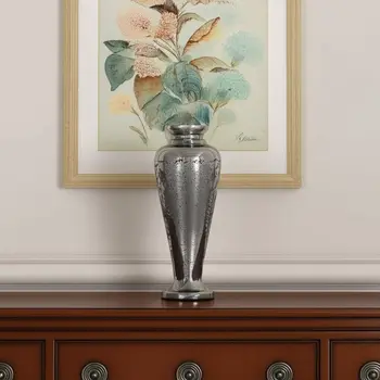 20" Silver Floral Round Glass Table Vase