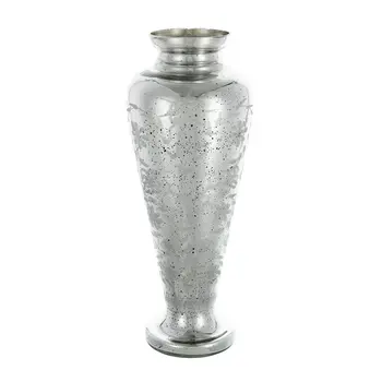 20" Silver Floral Round Glass Table Vase