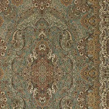 7' X 10' Blue And Gold Medallion Area Rug With Fringe