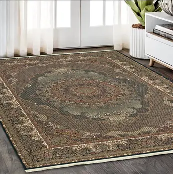 5' X 8' Blue And Red Medallion Area Rug With Fringe