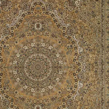 10' X 13' Gold And Ivory Medallion Area Rug With Fringe