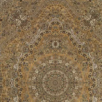 4' X 5' Gold And Ivory Medallion Area Rug With Fringe