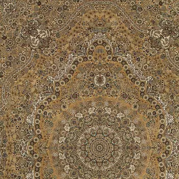 7' X 10' Gold And Ivory Medallion Area Rug With Fringe