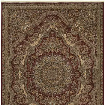 10' X 13' Red And Gold Medallion Area Rug With Fringe