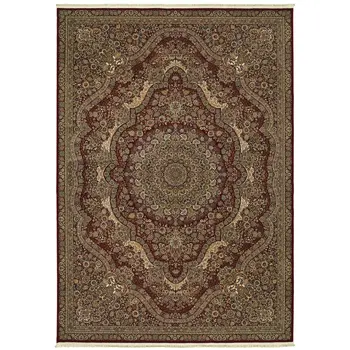 4' X 5' Red And Gold Medallion Area Rug With Fringe