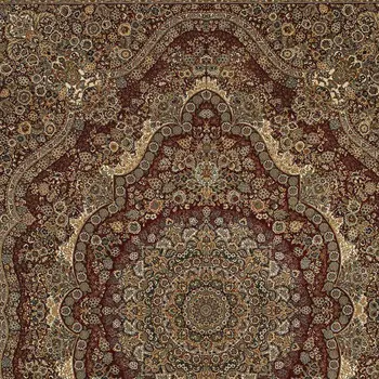 7' X 10' Red And Gold Medallion Area Rug With Fringe