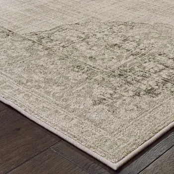 10' X 13' Ivory And Gray Oriental Distressed Area Rug